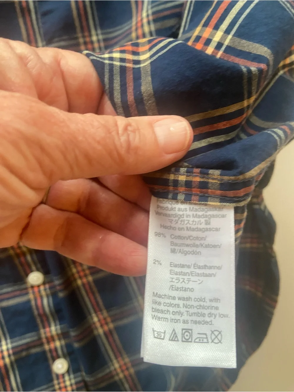 J. Crew Men's Navy Plaid Button-Up Shirt